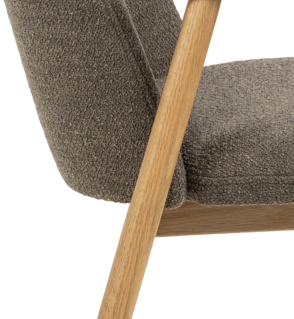 MAZZONI EXPORT RODERIC Maro Taupe (țesătură Monza 40)/cadru stejar uleiat - SCAUN DE LEMN BOUCLÉ PENTRU SUFRAGERIE LIVING BUCĂTĂRIE RETRO