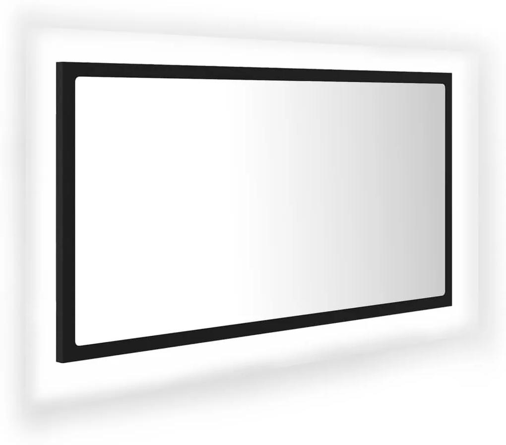 Oglindă de baie cu led, negru, 80x8,5x37 cm, pal