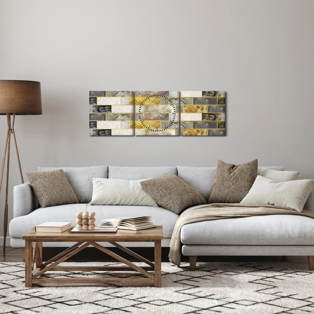 Tablou - Decor cu texturi (cu ceas) (90x30 cm)