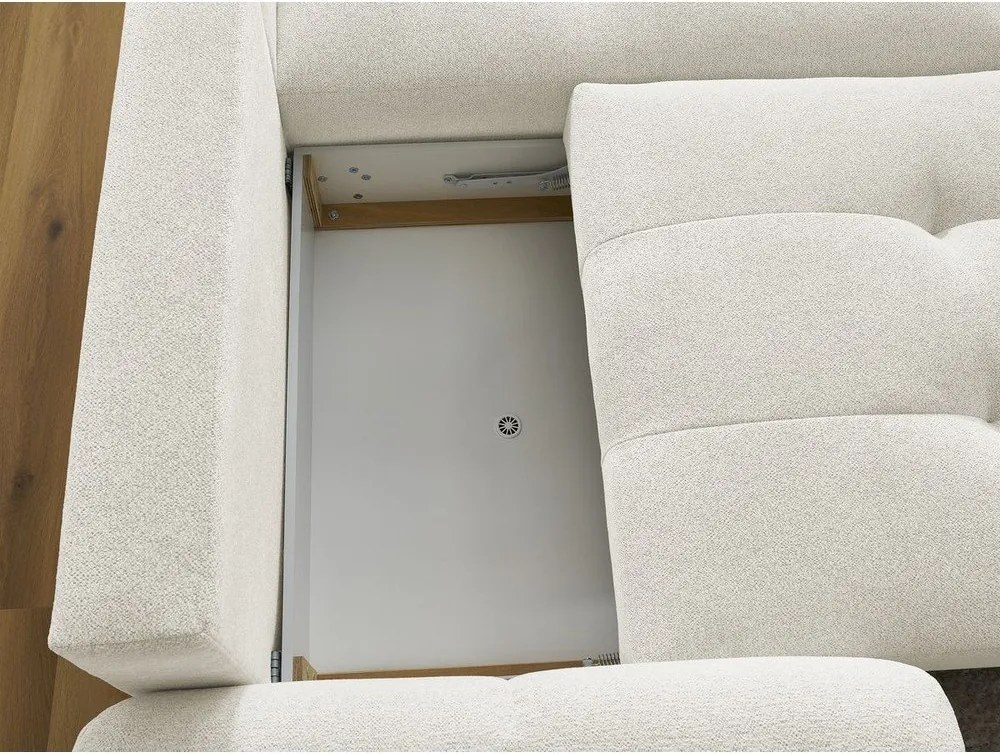 Colțar alb extensibil/cu spațiu de depozitare cu tapițerie din chenille (cu colț pe partea dreaptă/cu șezlong) Roxelane – Bobochic Paris