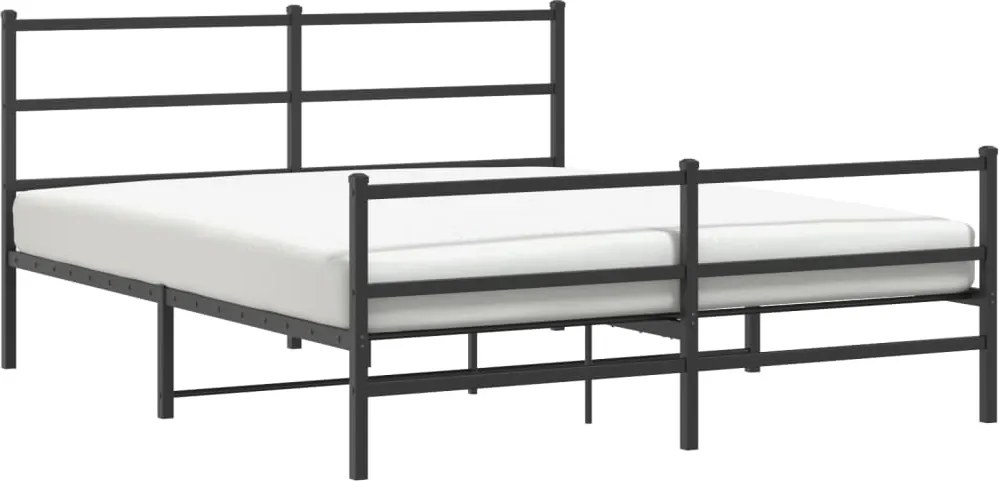 vidaXL Cadru pat metalic cu tăblie de cap/picioare , negru, 150x200 cm