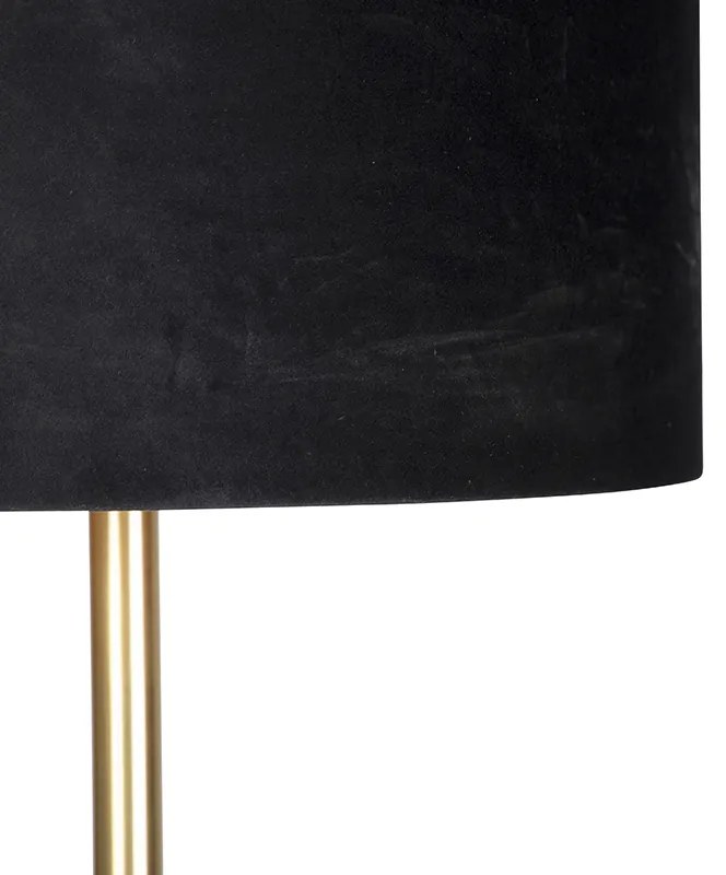 Lampă de podea clasică din alamă cu abajur negru 40 cm - Simplo