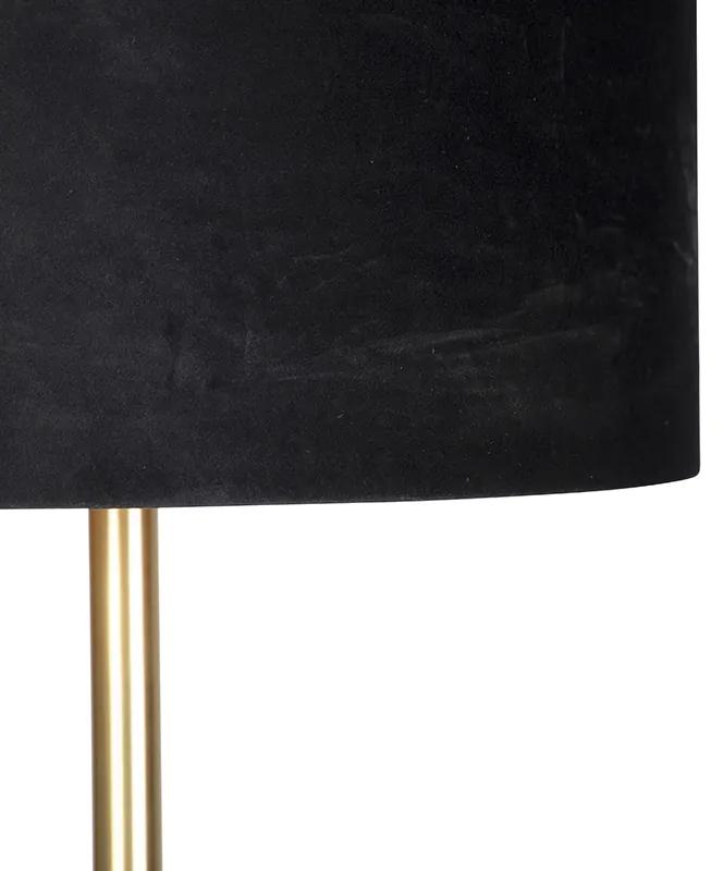 Lampă de podea clasică din alamă cu umbră neagră 40 cm - Simplo