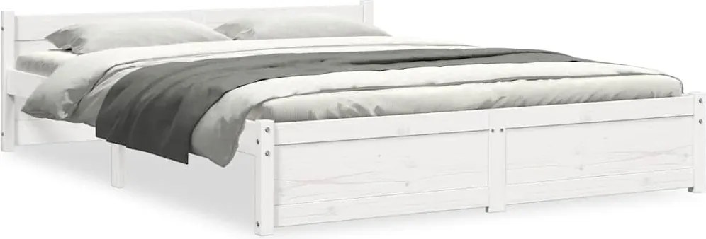 vidaXL Cadru de pat, alb, 140x200 cm, lemn masiv