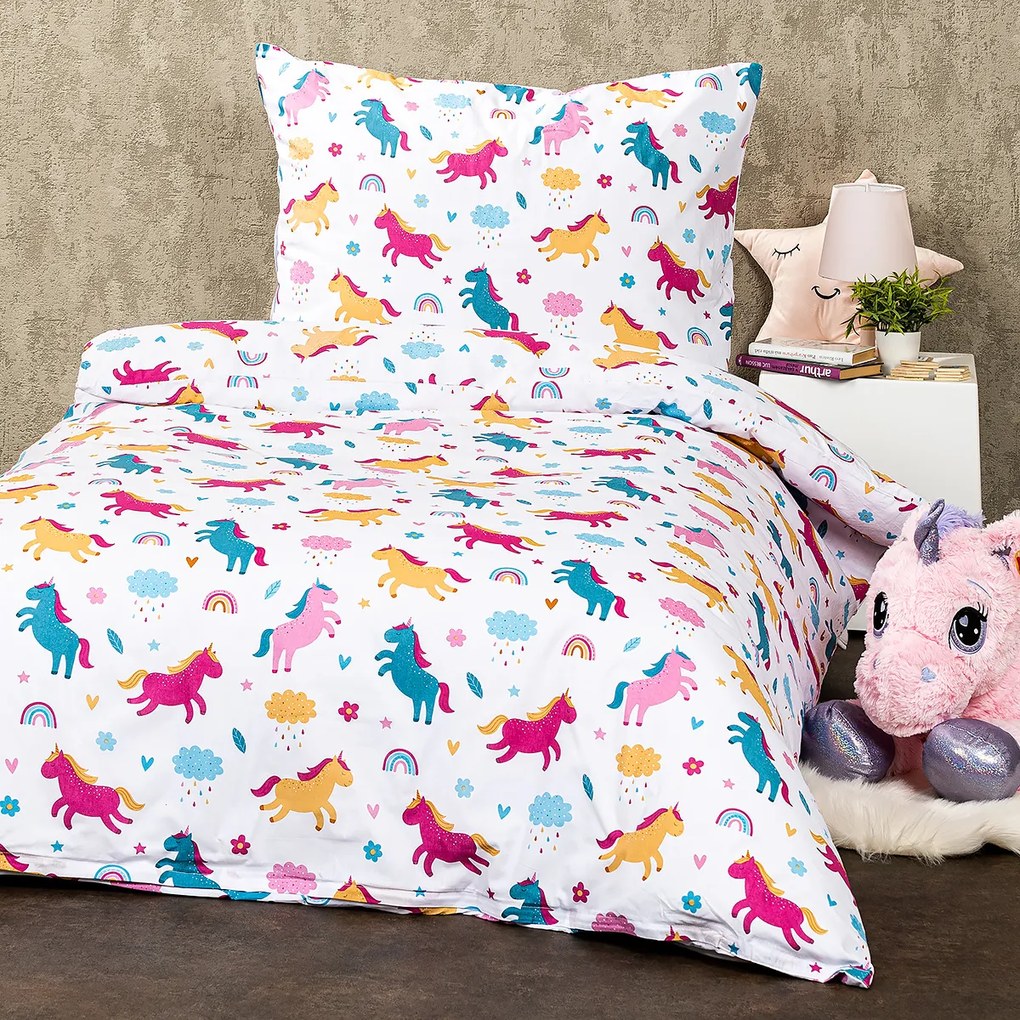 Lenjerie pat 4Home Unicorn pentru copii, bumbac, 140 x 200 cm, 70 x 90 cm