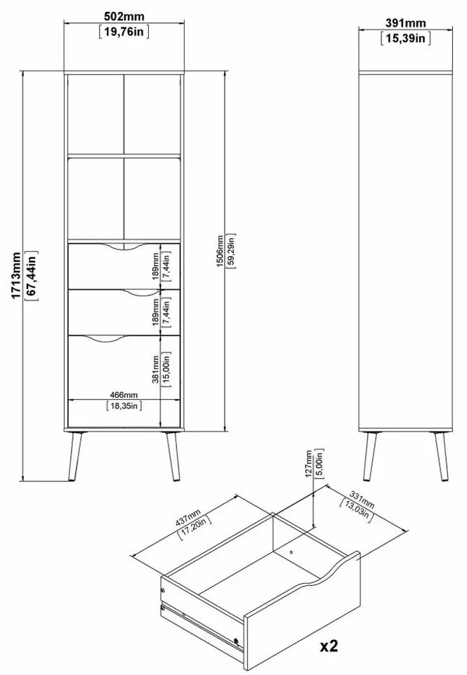 Raft cu polițe Retro II, alb / stejar sonoma