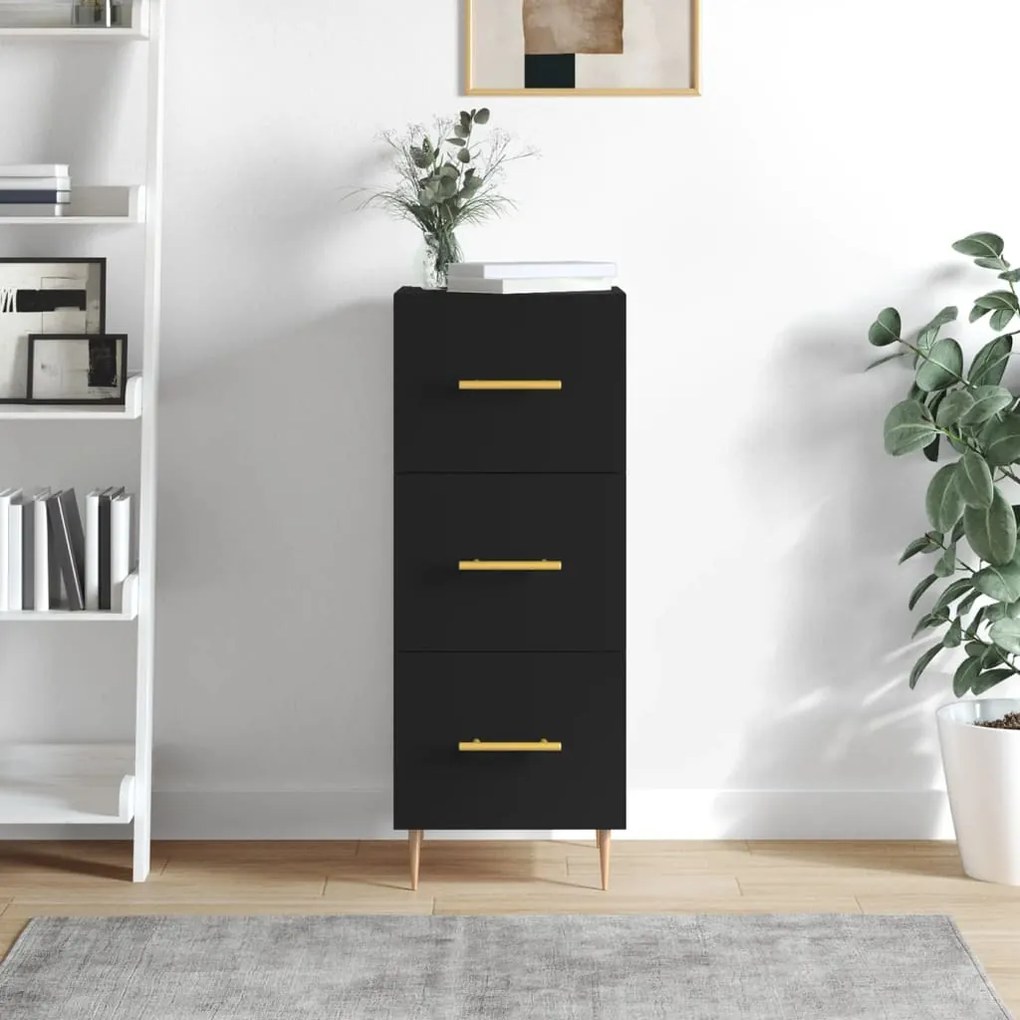 828589 vidaXL Servantă, negru, 34,5x34x90 cm, lemn compozit