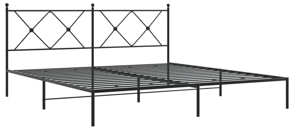 376506 vidaXL Cadru de pat metalic cu tăblie, negru, 180x200 cm
