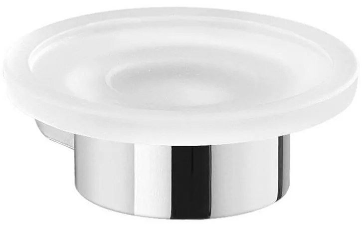 Gedy - Suport pentru săpun PIRENEI, montat pe perete, sticlă opală/crom lucios