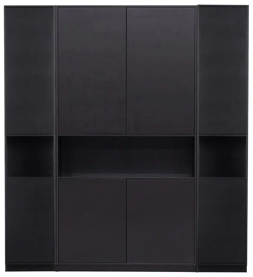 Bibliotecă modulară neagră din lemn masiv de pin 190x210 cm Finca – WOOOD