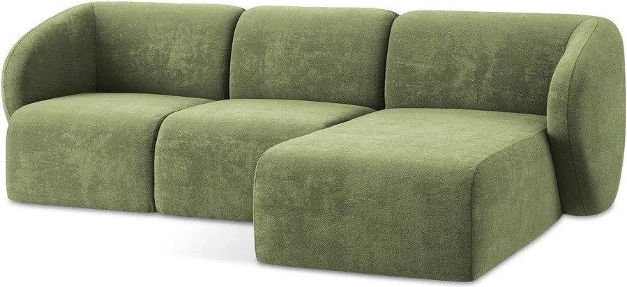 Colțar verde cu tapițerie din chenille (cu colț pe partea dreaptă/cu șezlong) Lani – Makamii