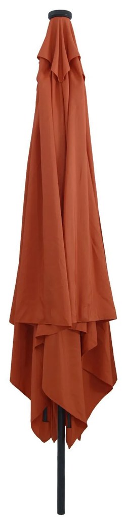 vidaXL Umbra de grădină pătrată cu lumini LED, 295 x 245 cm, terracotta