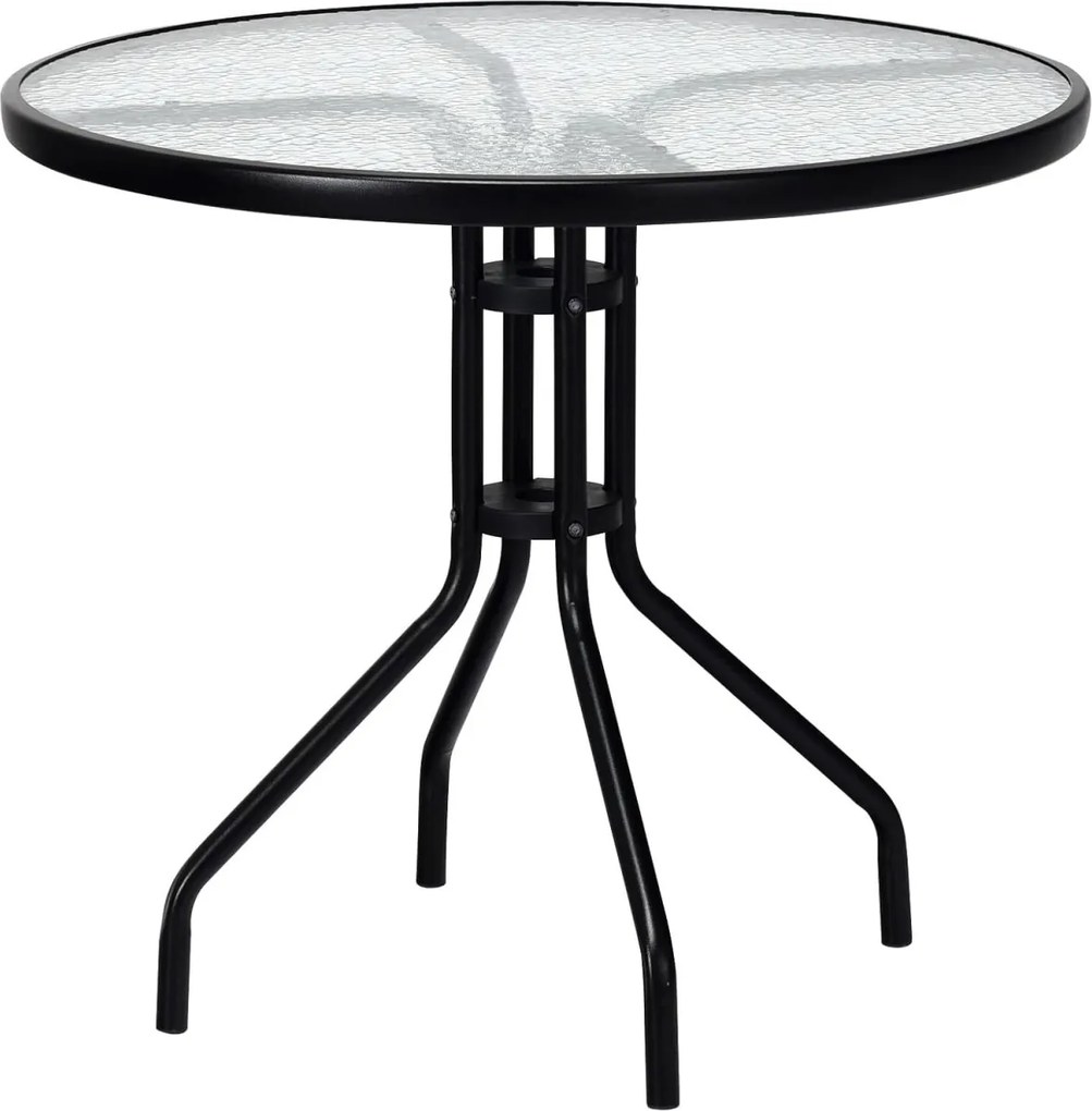 Masa de gradina rotunda cu blat din sticla ISLAND 90 cm, negru