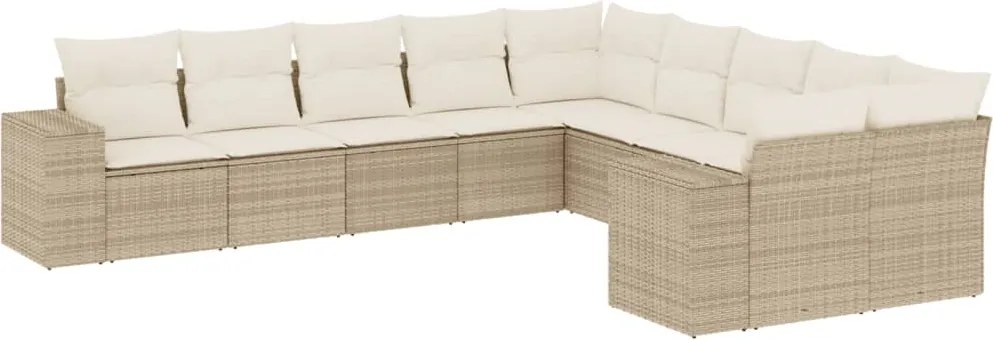 vidaXL Set canapele de grădină cu perne, 10 piese, bej, poliratan