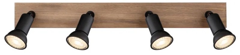 Plafoniera cu 4 spoturi directionabile design modern DREW maro inchis, negru mat