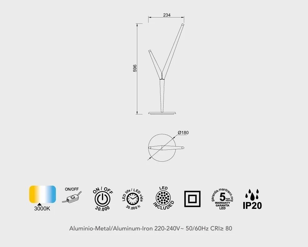 Veioza, Lampa de masa minimalista LED Arrecife auriu