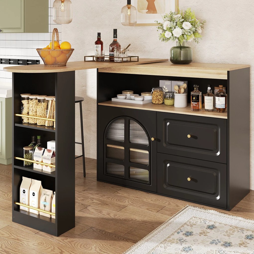 Dulap sideboard rotativ 360°, Negru | Aosom Romania