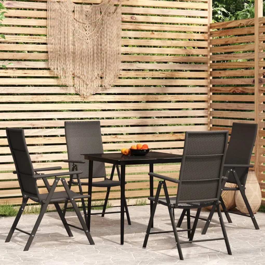 3099108 vidaXL Set de servit masa pentru grădină, 5 piese, negru