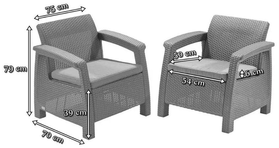 Set de mobilier de grădină Corfu Fiesta III cu masă melodică maro