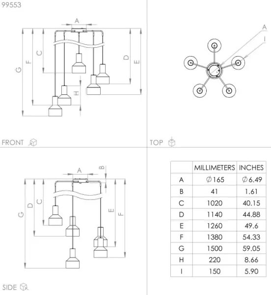Lustră pe cablu CASIBARE 5xE27/40W/230V Eglo 99553