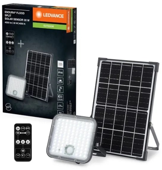 Ledvance - Proiector solar LED FLOOD SPLIT 30W/6,4V IP65 cu senzor + DO