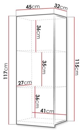 Dulap de perete CALABRINI 117x45 cm alb