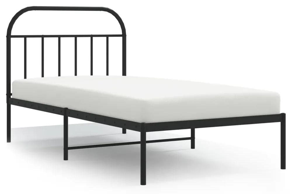 353631 vidaXL Cadru de pat din metal cu tăblie, negru, 107x203 cm