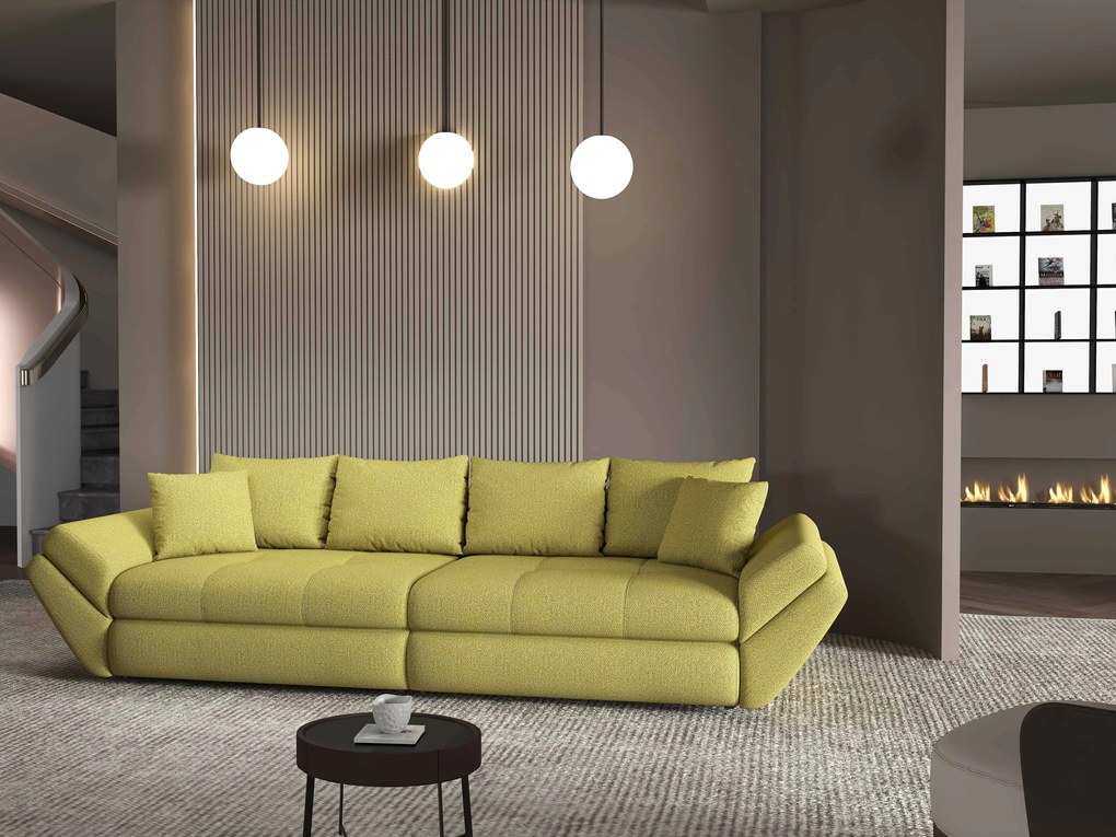 Canapea extensibilă dumonde cu ladă de depozitare si sezut confortabil din spuma high-density, Loana Enjoy Verde 300x100 cm