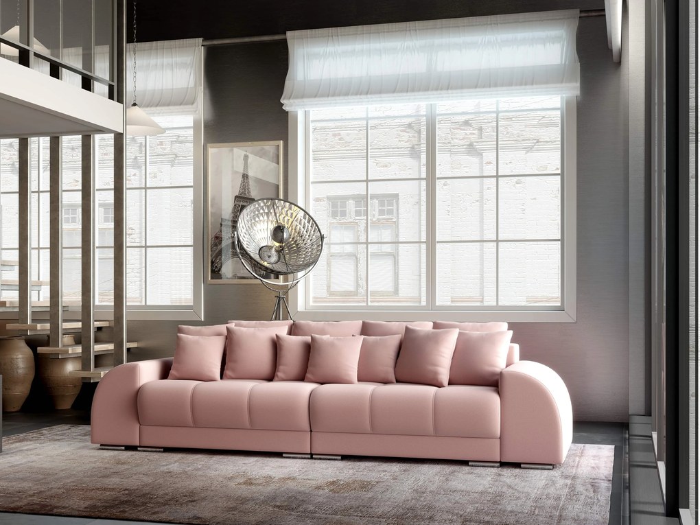 Canapea extensibilă dumonde cu 2 lăzi de depozitare si sezut confortabil din spuma high-density, Verona Royal Pink 310x100 cm