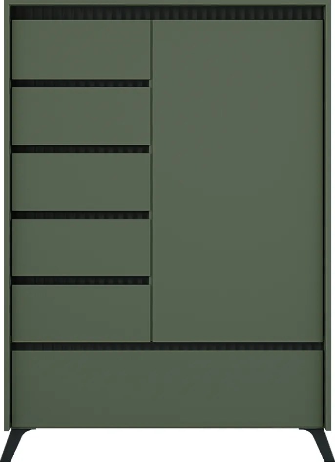 Comodă, verde smoke/negru, LONGY REG1D5S1K