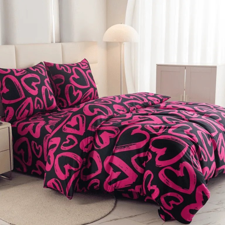 Lenjerie de pat din microfibra AMORYS roz Dimensiune lenjerie de pat: 2 buc 70 x 80 cm | 160 x 200 cm