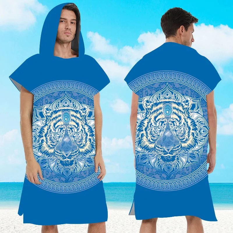 Poncho prosop de plaja TIGER albastru 80x145 cm