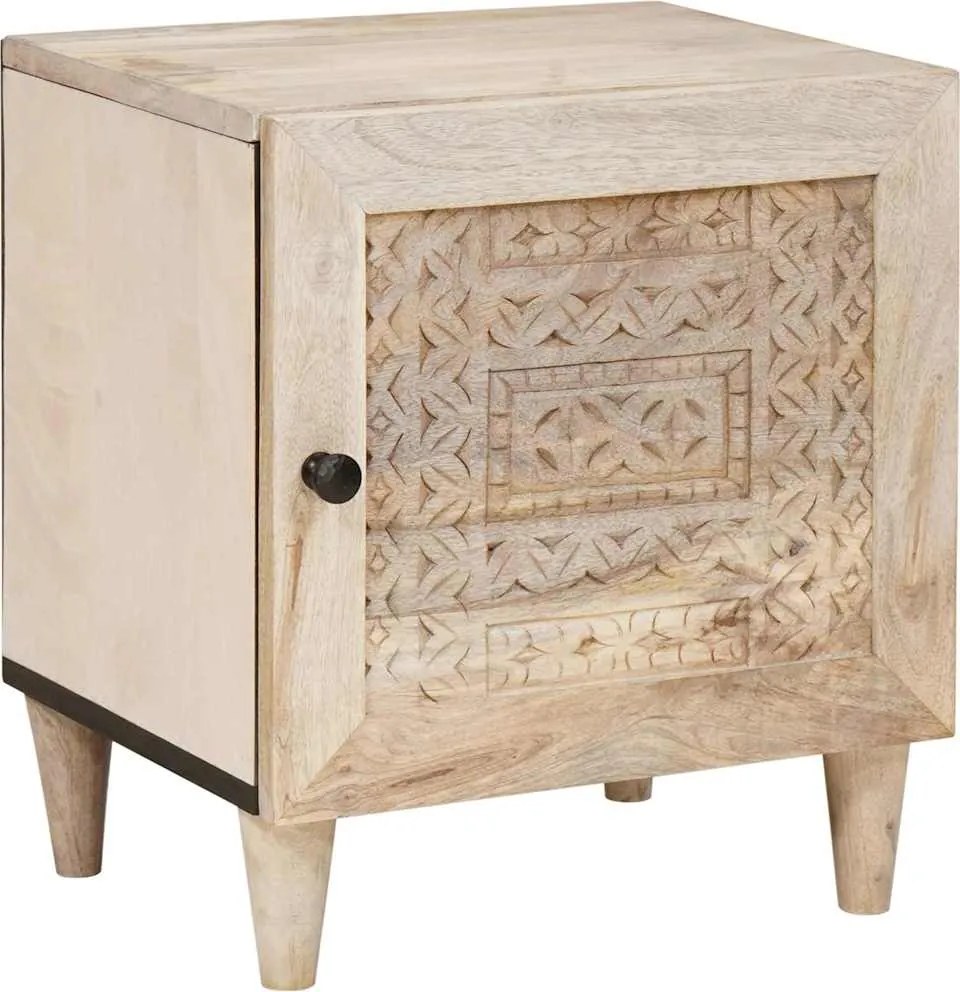 vidaXL Dulap de noapte Bej 40 x 33 x 46 cm Lemn masiv de acacia