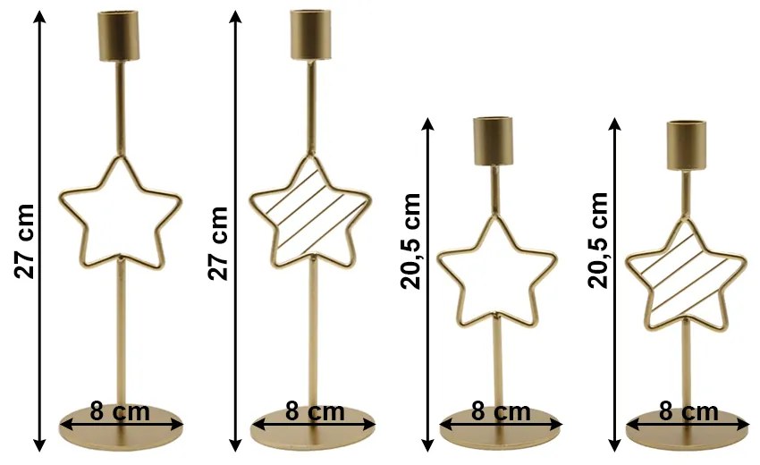 Sfeşnice metalice, set de 4, auriu, TONIL