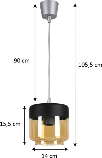 Brilagi - Lustră LED R GLASS 1xE27/60W/230V Ø 14 cm argintiu/bej fumuriu/negru