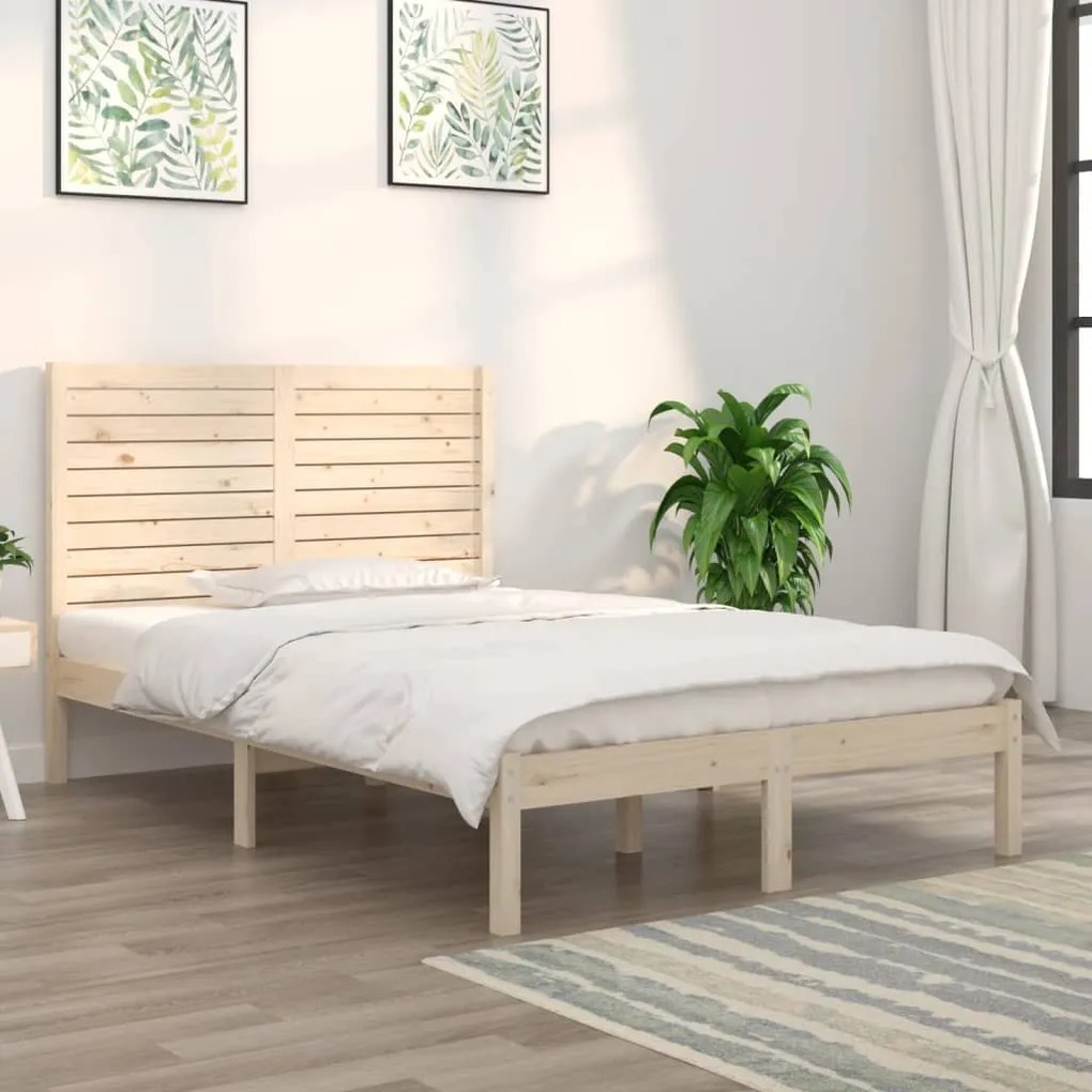 vidaXL Cadru de pat dublu, 135x190 cm, lemn masiv