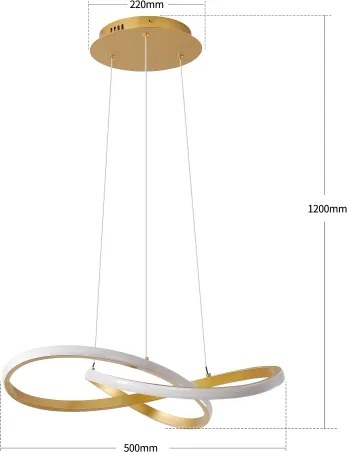 Brilagi - LED cu dimmer. Lampă suspendată pe cablu INFINITY LED/55W/230V 50x50 cm, finisaj auriu + telecomandă