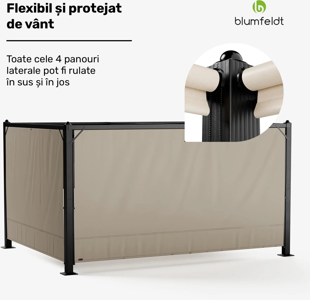 Blumfeldt Altan Pantheon Cortina 3x4 m, rezistent la intemperii, aluminiu,  vopsea pulbere, jaluzele