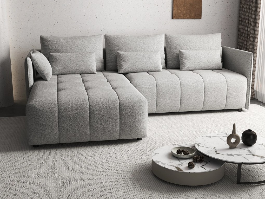 Colțar extensibil dumonde cu ladă de depozitare si sezut confortabil din spuma high-density, Malta Euphoria Dove II 235x185 cm