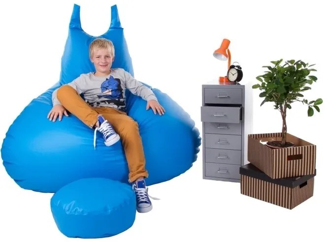 Fotoliu puf cu taburete Bobo XXXL (Albastru). 1054582