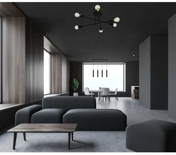 LED Lustră aplicată CAMBRIDGE 6xE27/8W/230V neagră