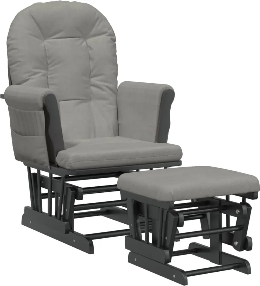 vidaXL Scaun glisant cu taburet, gri deschis, material textil