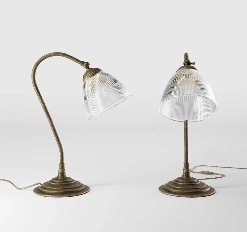 Lampa de masa stil neoclasic din alama si sticla Elide