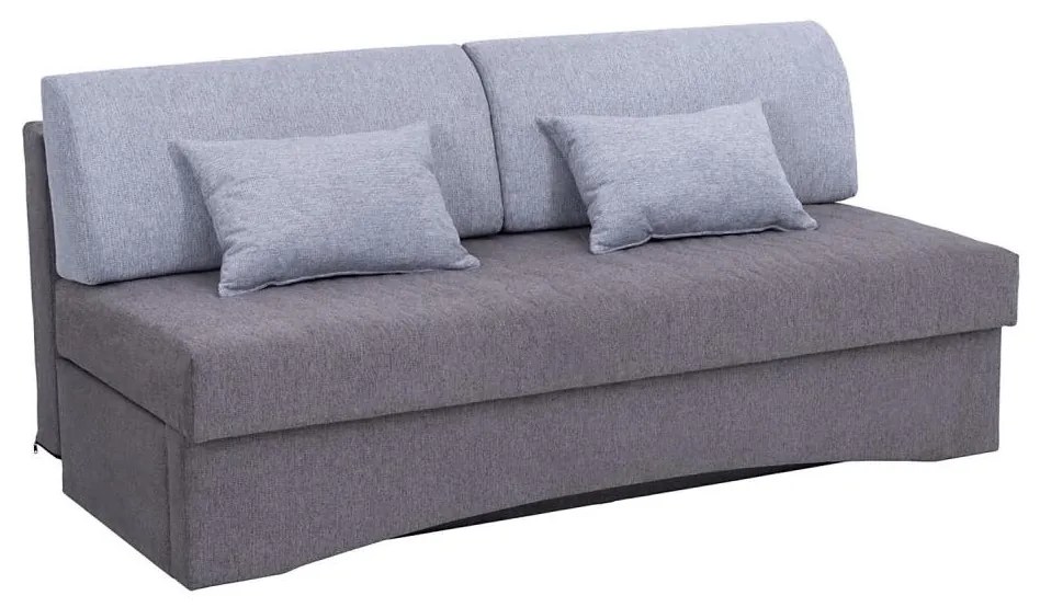 Canapea extensibilă tapițată PAUL, 3 locuri, pentru dormit zilnic, fără cotiere, gri