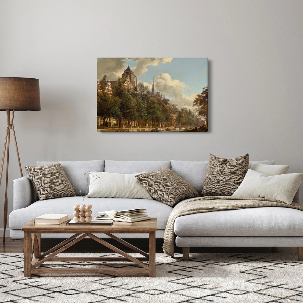 Tablou - Jan van der Heyden, View Down a Dutch Canal, reproducere (90x60 cm)