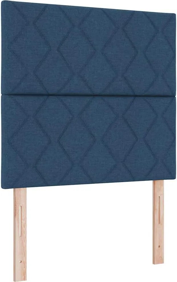 vidaXL Pat cu arc LED cu saltea albastru 120 x 200 cm țesătură