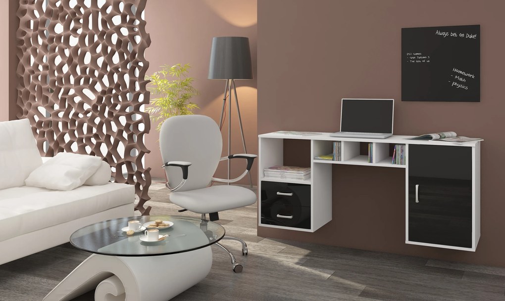 Masă PC Herma alb + Negru lucios. 780129