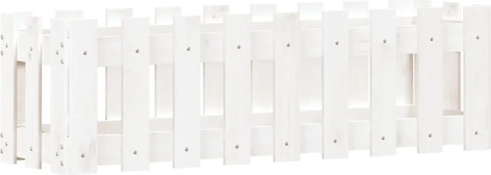 vidaXL Pat înălțat grădină design gard alb 100x30x30cm lemn pin tratat