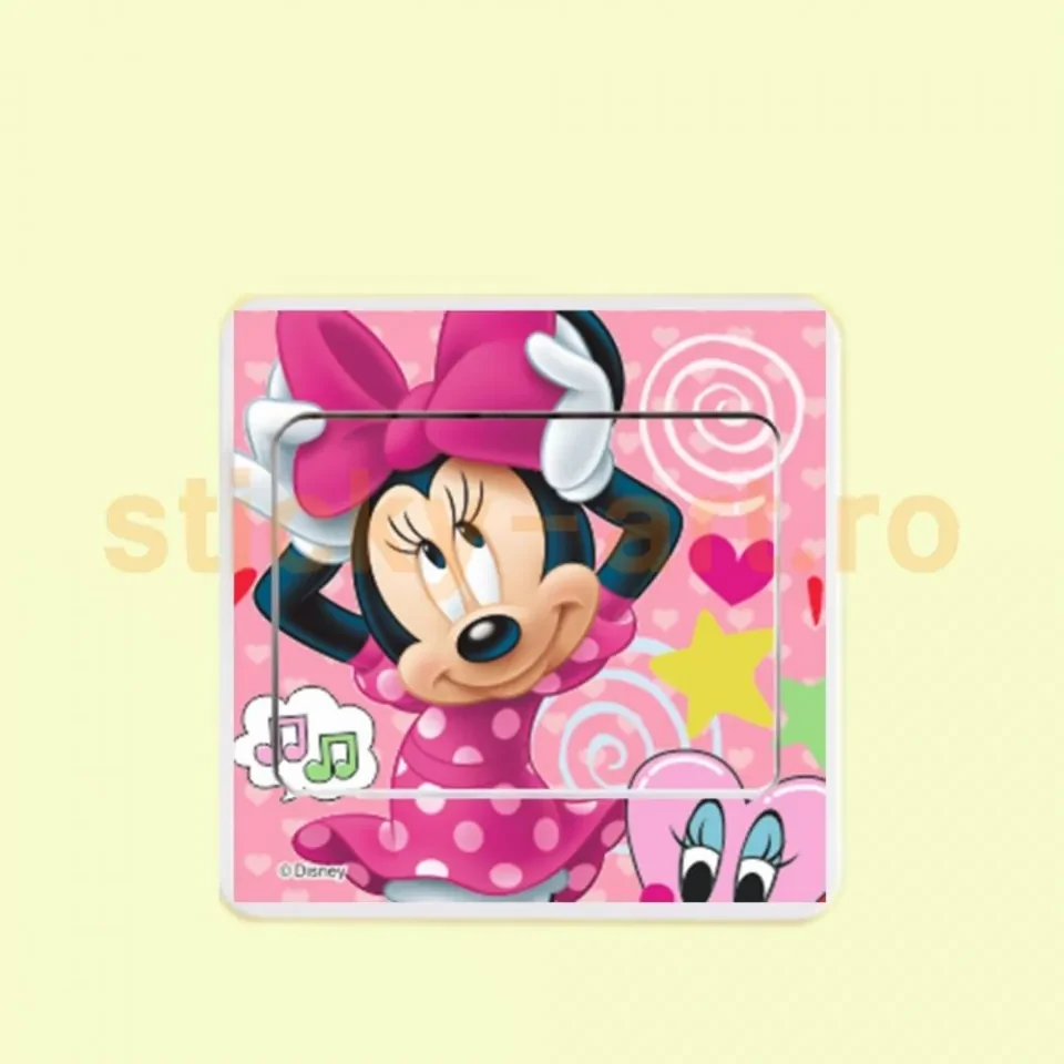Sticker intrerupator Minnie pink 9x9 cm