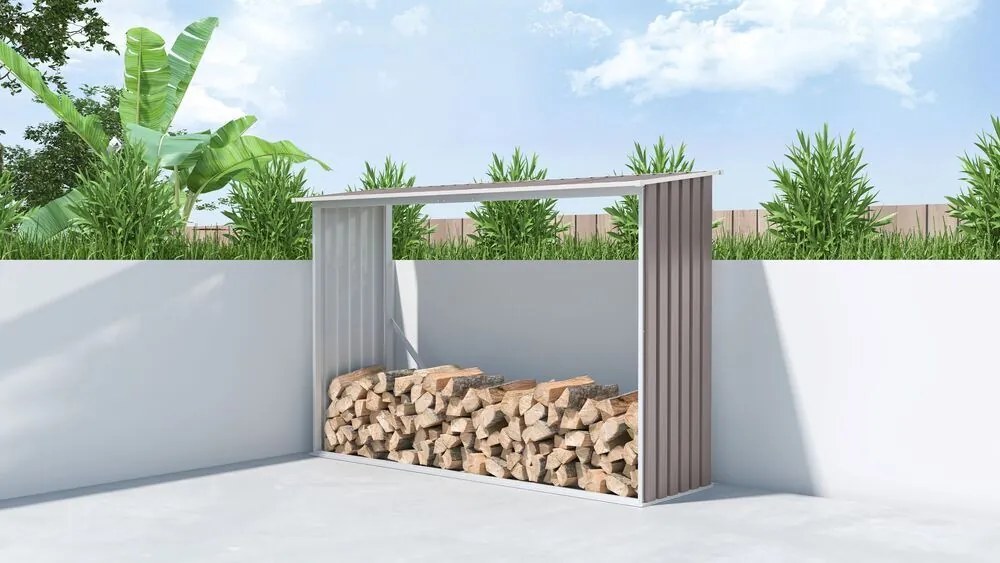 Adapost pentru lemne, sopron metalic, 242 x 75 x 160 cm.